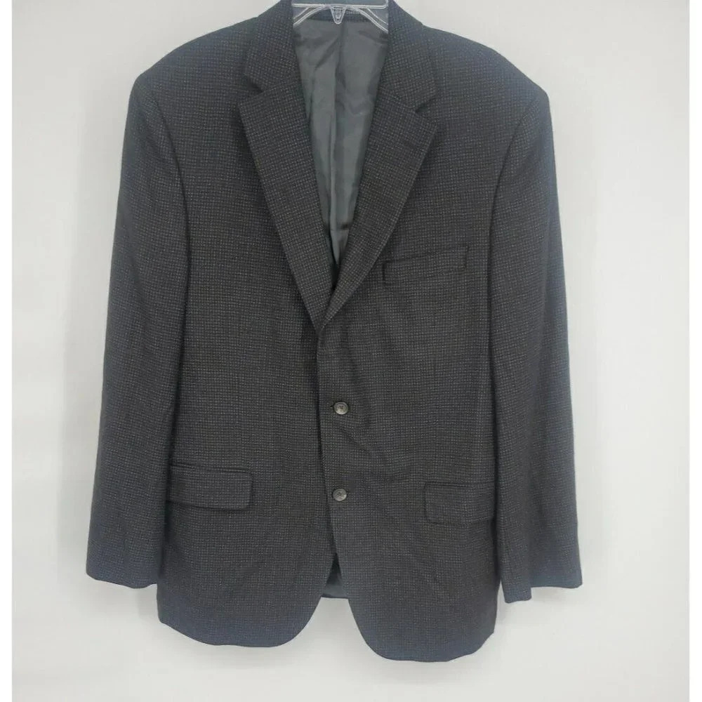 Daniel Cremieux Blazer Sport Coat Suit Jacket Loro Piana 43R Black Gray Dot